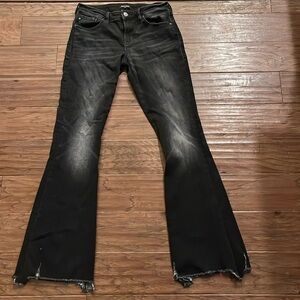 Dear John Rosie Flare Black Jeans Size 27 Raw Hem